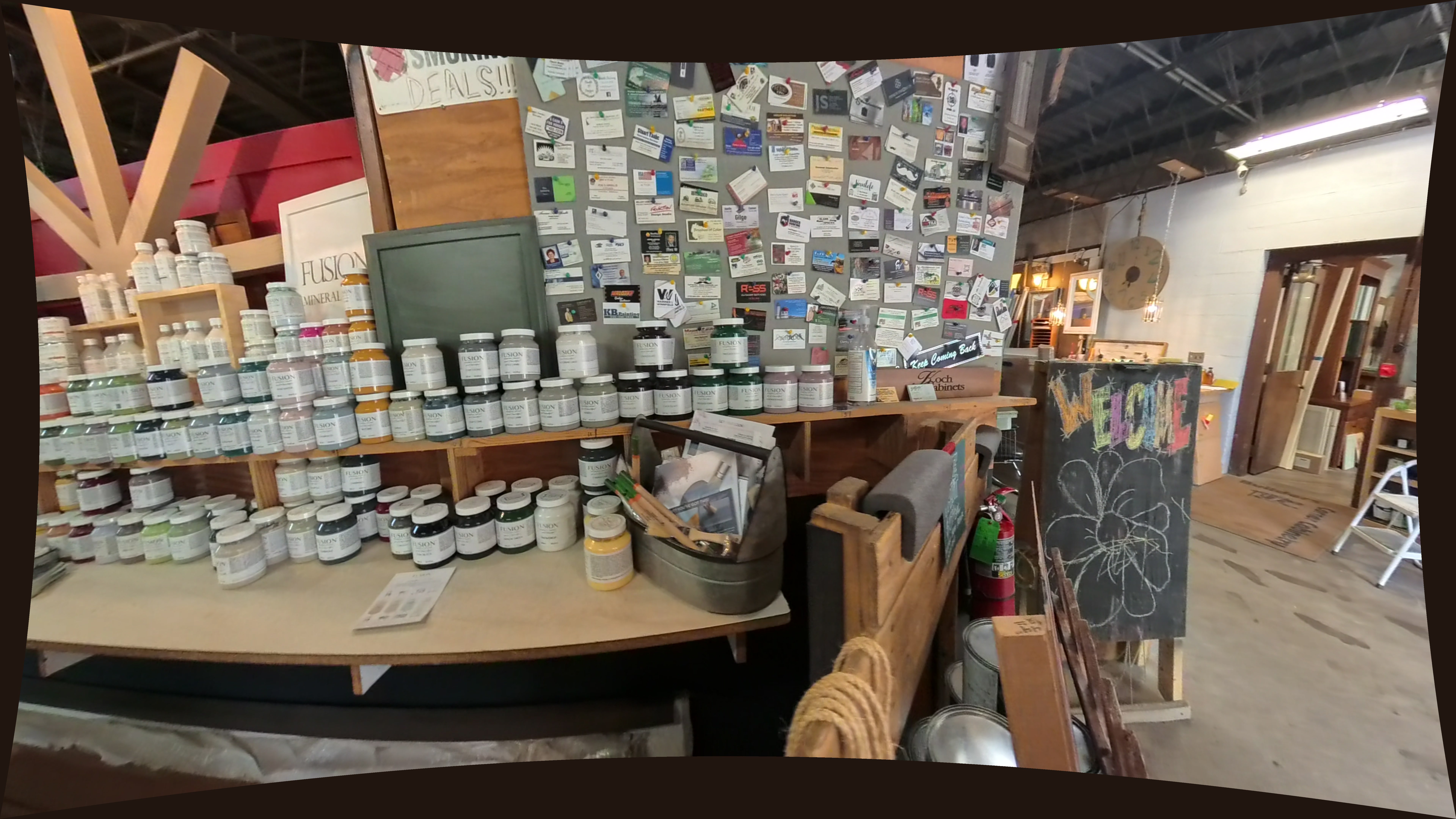 Paint Brushes And Application Tools In Metal Caddy