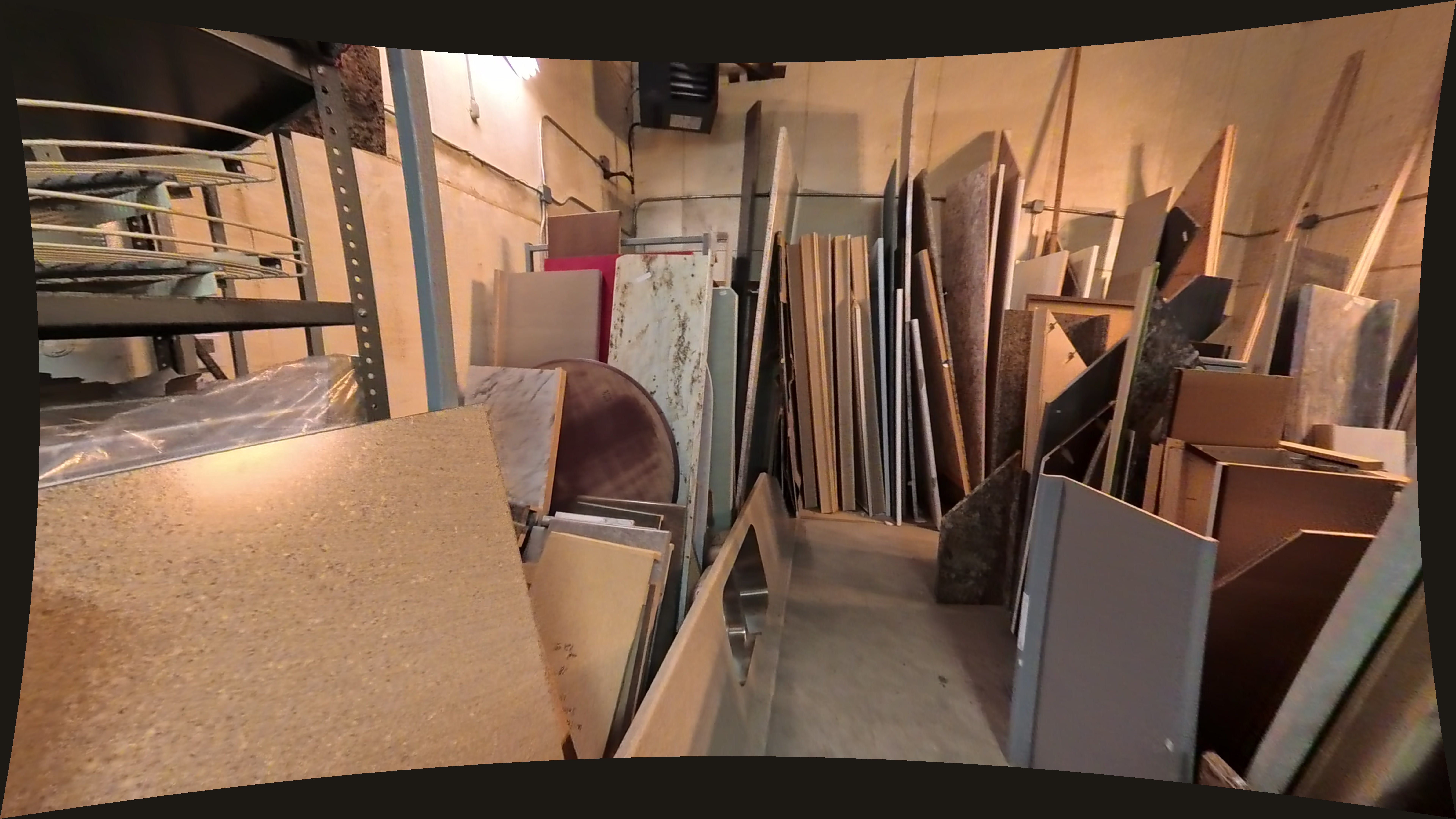 Builders Corner Vertical Stack Of Wood-grain Panels And Shelving Boards